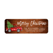Houten Borstel Script  Truck Christmas Green Etiket (Voorkant)
