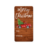 Houten Borstel Script  Truck Kerstcadeau Etiket (Voorkant)