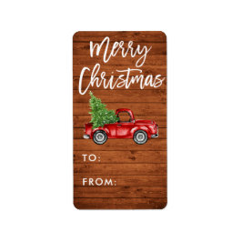 Houten Borstel Script  Truck Kerstcadeau Etiket