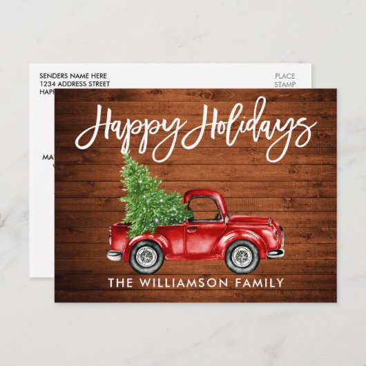 Houten Borstel Script Truck Tree Vakantie Briefkaart (Voorkant / Achterkant)