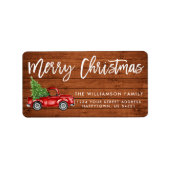 Houten Borstel Script  Vrachtwagen Kerst Etiket (Voorkant)
