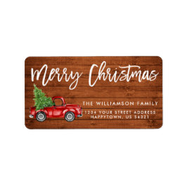 Houten Borstel Script  Vrachtwagen Kerst Etiket