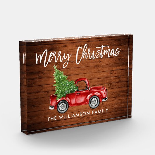 Houten Borstel Script  Vrachtwagen Kerst Fotoblokken (Links)