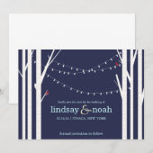 Houten Bos Navy Save the Date Aankondigingen (Voorkant / Achterkant)