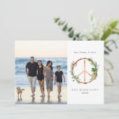 Houten Botanisch Vredesteken Liefde Vreugde Kerst  Feestdagenkaart (Staand voorkant)