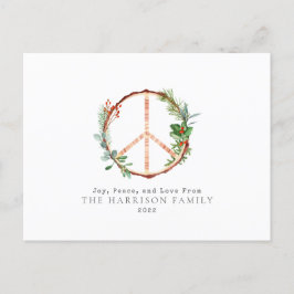 Houten Botanisch Vredesteken Liefde Vreugde Kerstm Feestdagenkaart