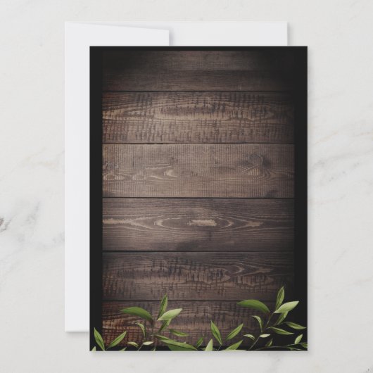 Houten botanische bladeren & groen wedding uitnodi kaart (Achterkant)