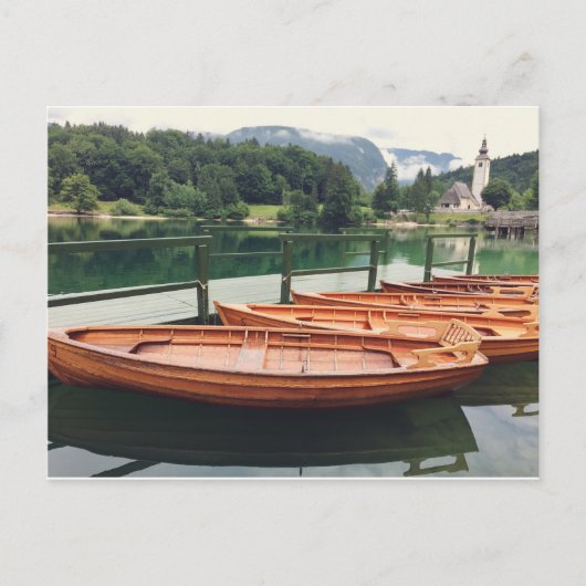Houten boten in Bohinjmeer, Slovenië Briefkaart (Voorkant)