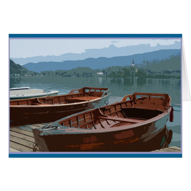 Houten boten op het meer van Bled, Slovenië (Voorkant Horizontaal)