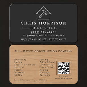 Houten Bouwconstructie QR Code Visitekaartje