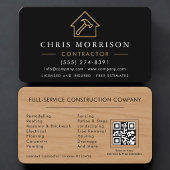 Houten Bouwconstructie QR Code Visitekaartje