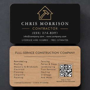 Houten Bouwconstructie QR Code Visitekaartje
