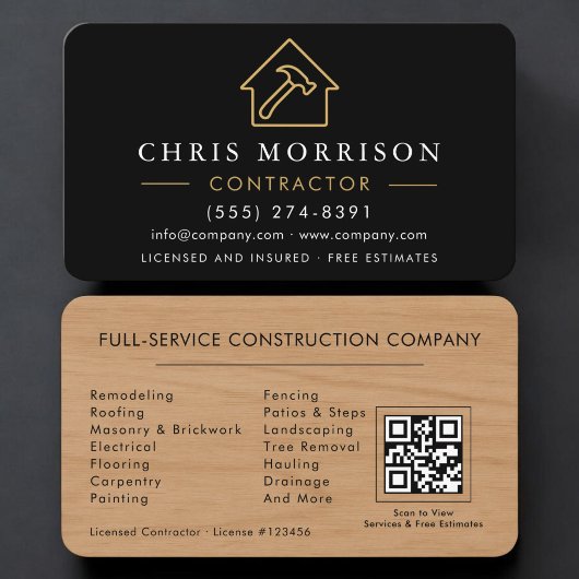 Houten Bouwconstructie QR Code Visitekaartje