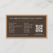Houten Bouwvakker QR Code Professioneel Visitekaartje (Achterkant)