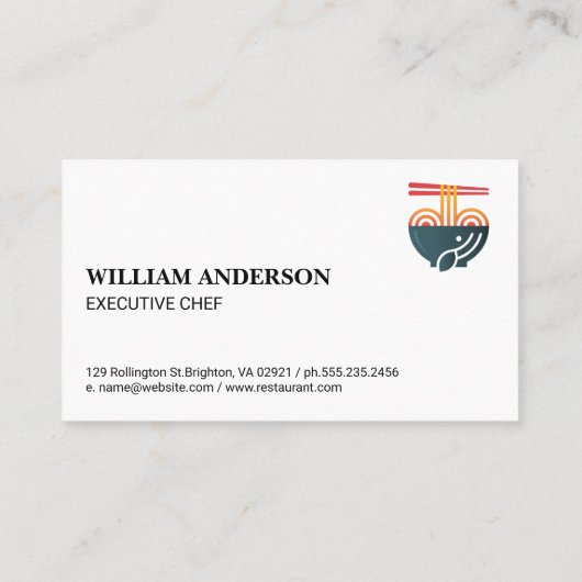 Houten Bowl en Chopsticks | Houtkorrels Visitekaartje (Achterkant)