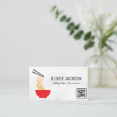 Houten Bowl en Chopsticks | QR-code Visitekaartje (Staand voorkant)