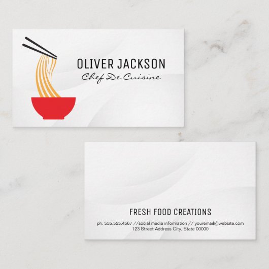 Houten Bowl en Chopsticks Visitekaartje (Voorkant / Achterkant)