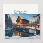 Houten brug bedekt met sneeuw feestdagenkaart (Voorkant / Achterkant)