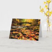 Houten Brug en Kreek in Herfst Kaart (Gele Bloem)