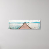 Houten brug over het Panoramisch Canvas-meer Canvas Afdruk (Voorkant)