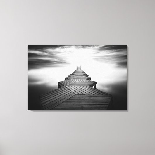 Houten brug over het Zee Canvas Afdruk (Voorkant)