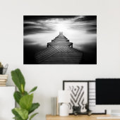 Houten brug over het Zee Poster (Thuiskantoor)