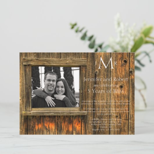 Houten Bruiloft 5 Jaar Kaart (Staand voorkant)