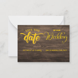Houten bruiloft: een save the date aankondiging