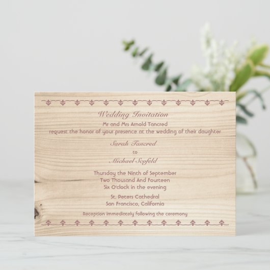 Houten bruiloft kaart (Staand voorkant)