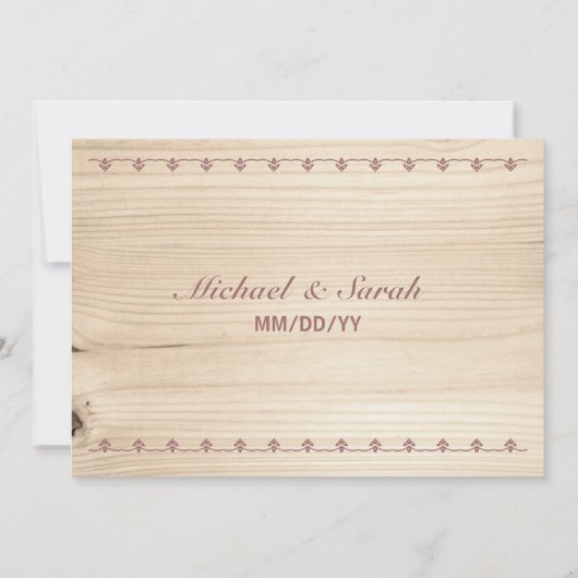 Houten bruiloft kaart (Achterkant)