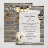 Houten Bruiloft Lichten en Baby Ademuitnodigingen Kaart (Voorkant / Achterkant)