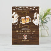 Houten Bruiloft Love is Brewing Koppelsalon Kaart (Staand voorkant)