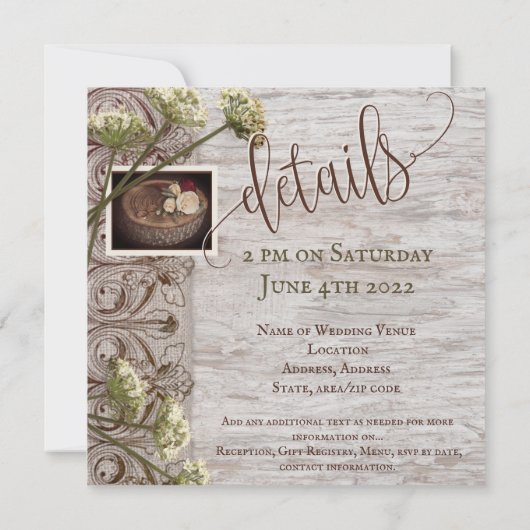 Houten bruiloft met jute kaart (Achterkant)