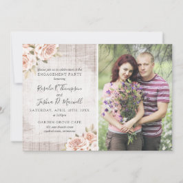 Houten bruiloft & Shabby Rozen Verlovingsfeest Fot Kaart