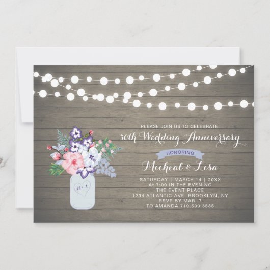 Houten Bruiloft Uitnodiging 30 Jaar Getrouwd (Voorkant)