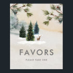 Houten Bruilofts Favor Poster Bord<br><div class="desc">Elegante Winter Woodland Favor Poster ontworpen met een zachte gedempte waterverf bos scène. Klik op Personaliseren om alle tekst aan te passen. Overeenkomende items in onze winkel Cava Party Design.</div>