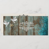 Houten bruilofts-RSVP met glitters & duiven Kaart (Voorkant / Achterkant)