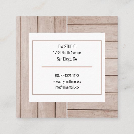 Houten Bruin Modern Visitekaartje (Achterkant)