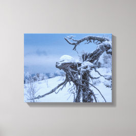 Houten buitenaardse winter canvas afdruk
