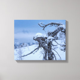 Houten buitenaardse winter canvas afdruk