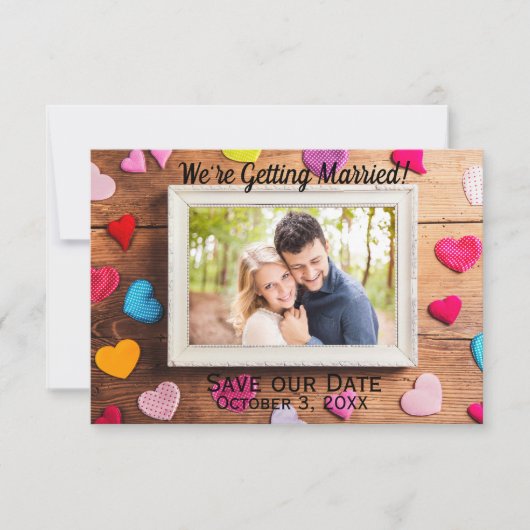 Houten bureauframe - 3x5 Save Our Date Kaart (Voorkant)