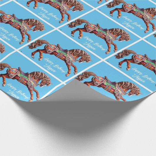  houten carrouselpaard cadeaupapier (Hoek)