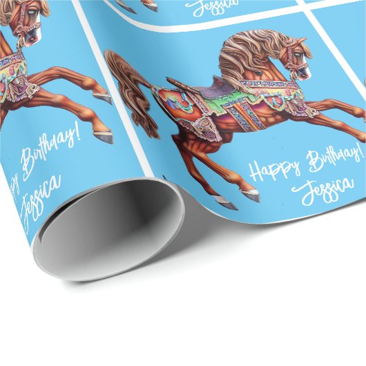  houten carrouselpaard cadeaupapier (Rol Hoek)