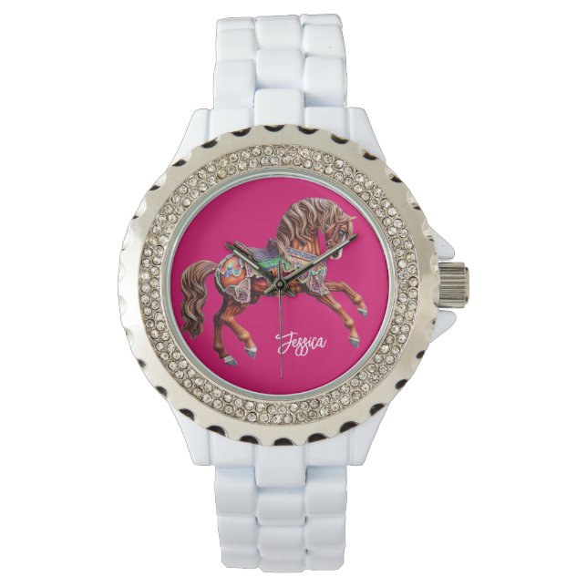  houten carrouselpaard horloge (Voorkant)