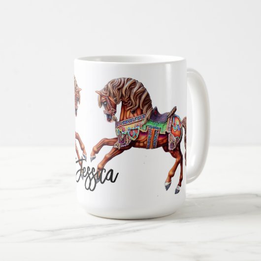  houten carrouselpaard koffiemok (Voorkant rechts)