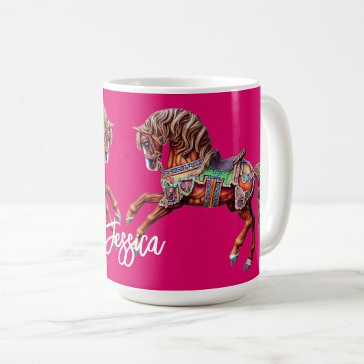  houten carrouselpaard koffiemok (Voorkant rechts)