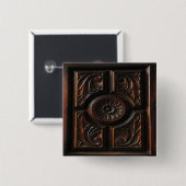 Houten Carving Vierkante Button 5,1 Cm (Voorkant /achterkant)