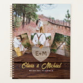 Houten Collage met Foto's van Verloofd Paar en Bru Planner (Voorkant)