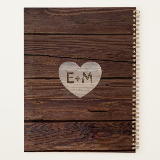 Houten Collage met Foto's van Verloofd Paar en Bru Planner (Achterkant)