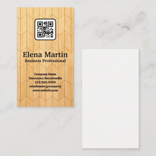 Houten Comité Achtergrond | QR-code Visitekaartje (Voorkant / Achterkant)